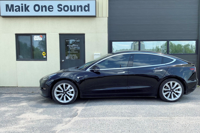 2018 Tesla 3 with professional window tint in North Bay